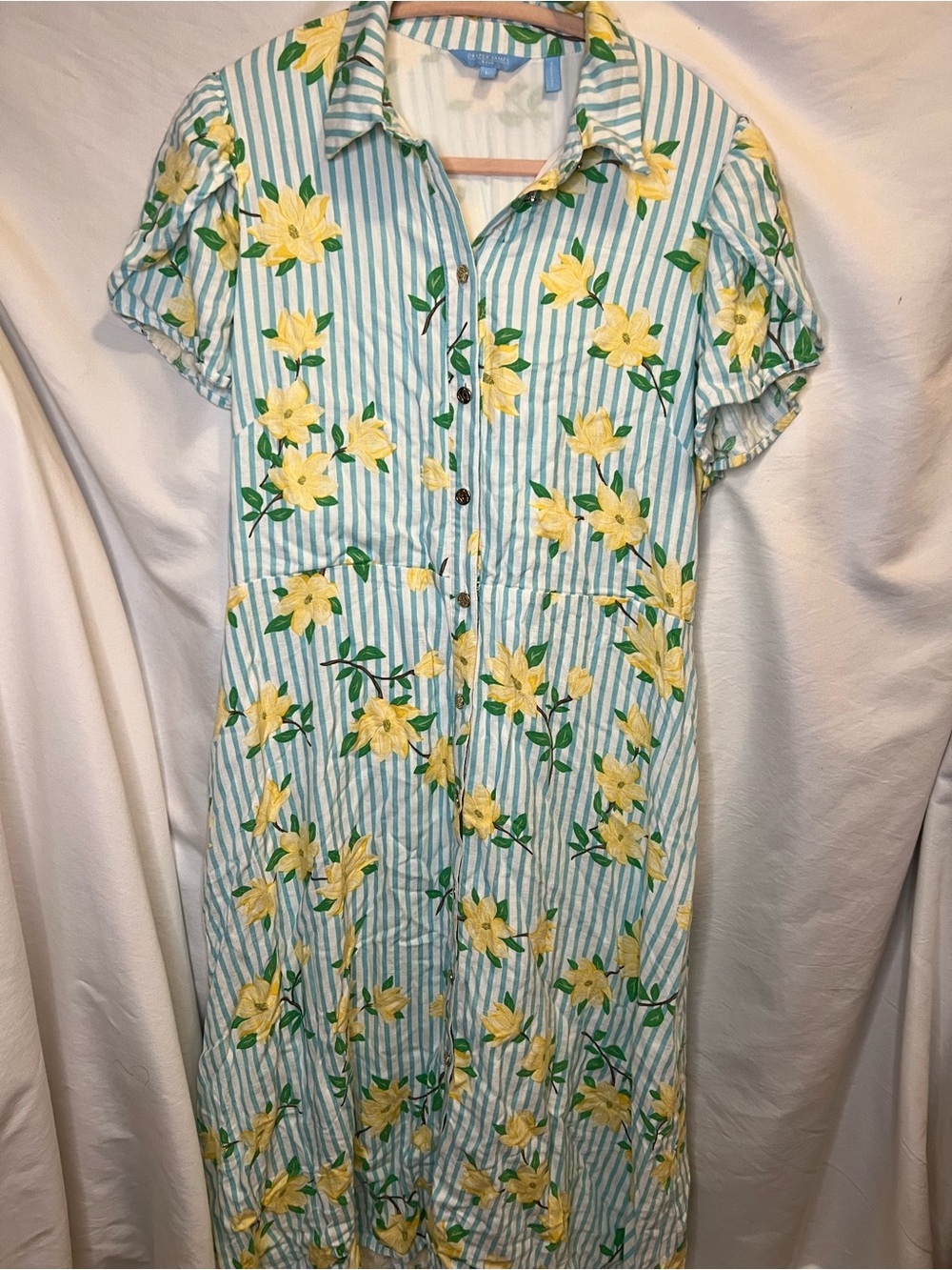 Draper James Light Blue & Yellow Floral Midi Dress - Picture 4 of 8